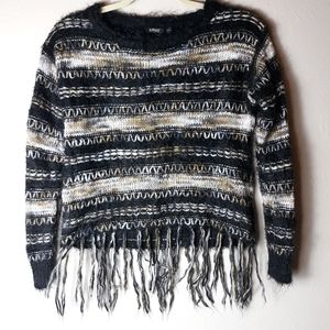 Buffalo David bitton fringed crop sweater